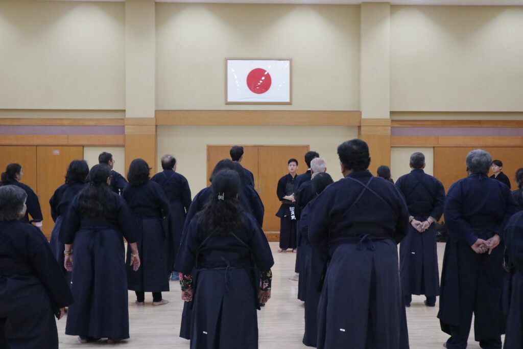 Participants training together in a kendo dojo in Tokyo