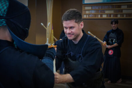 Practicing kendo fundamentals in Tokyo